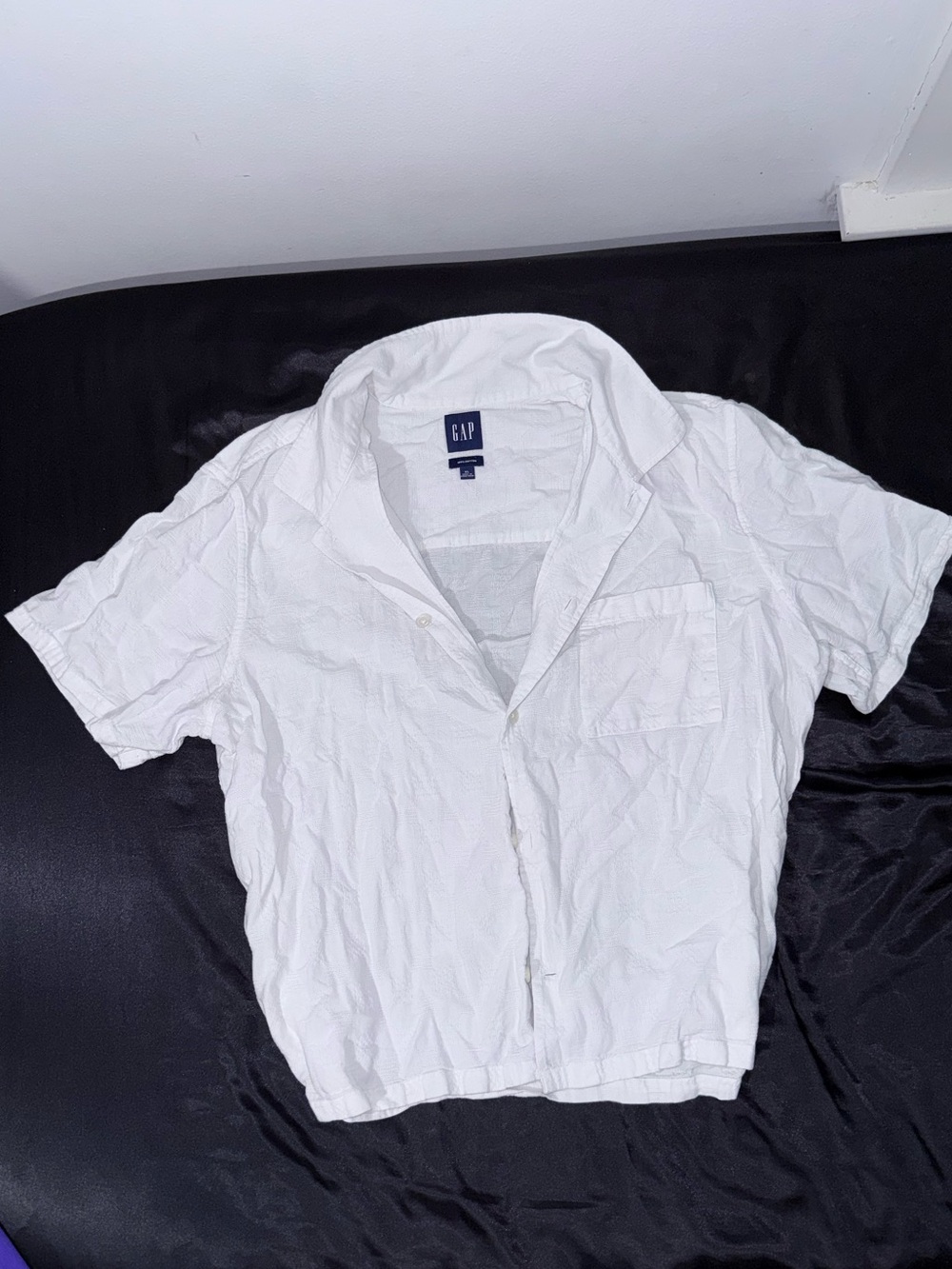 GAP White Short-Sleeve Casual Button-Down Shirt XL